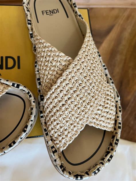 fendi braided raffia slides|fendi high heels sandals.